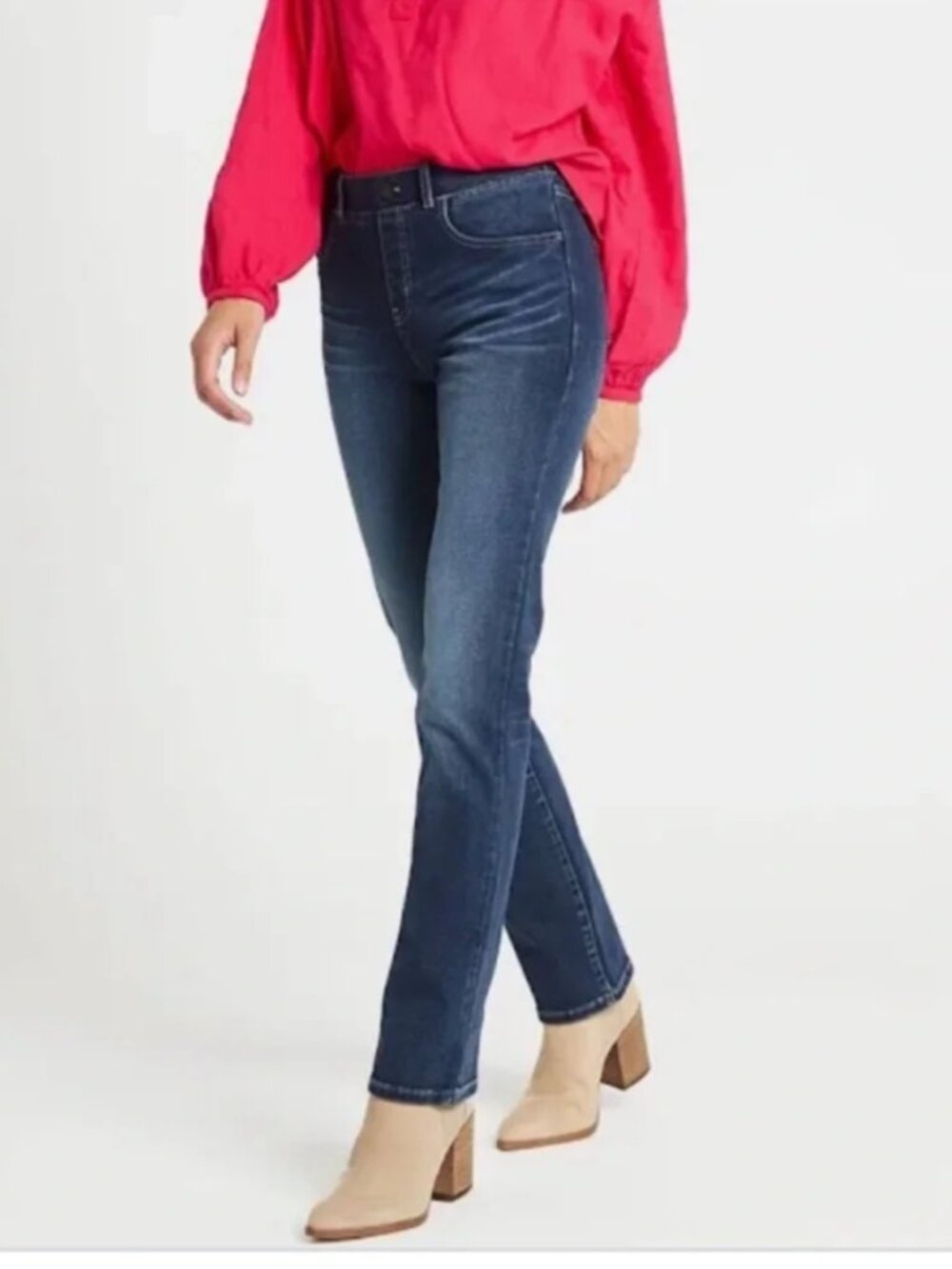 Betabrand Lightweight Vintage Straight 4 Pocket Yoga Denim Jeans XLarge Petite